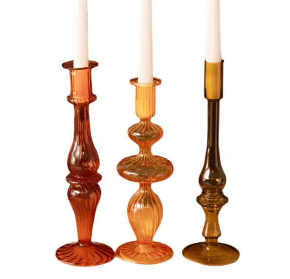 Fall Glass Candlestick Set - Image 2