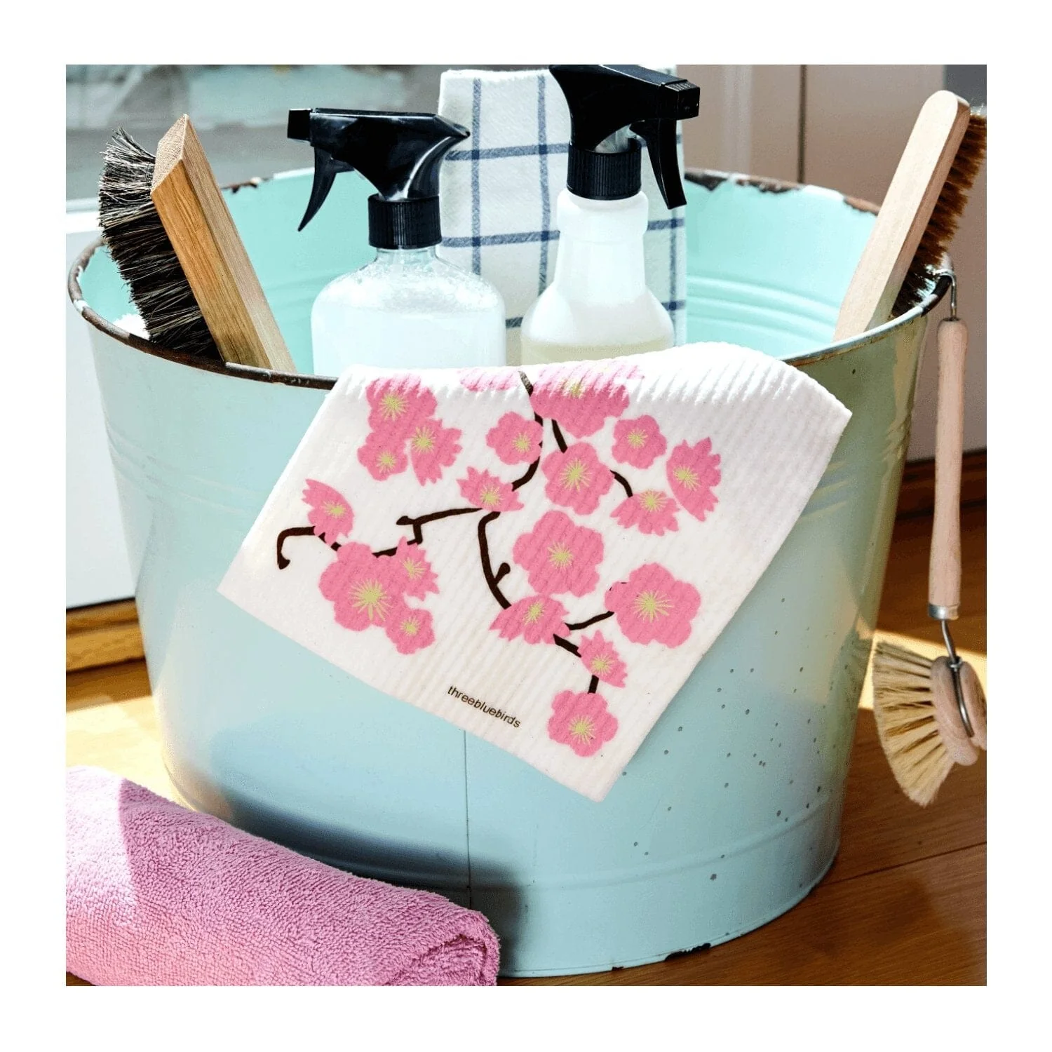Eco-friendly Swedish Dishcloth - Cherry Blossoms - Image 2