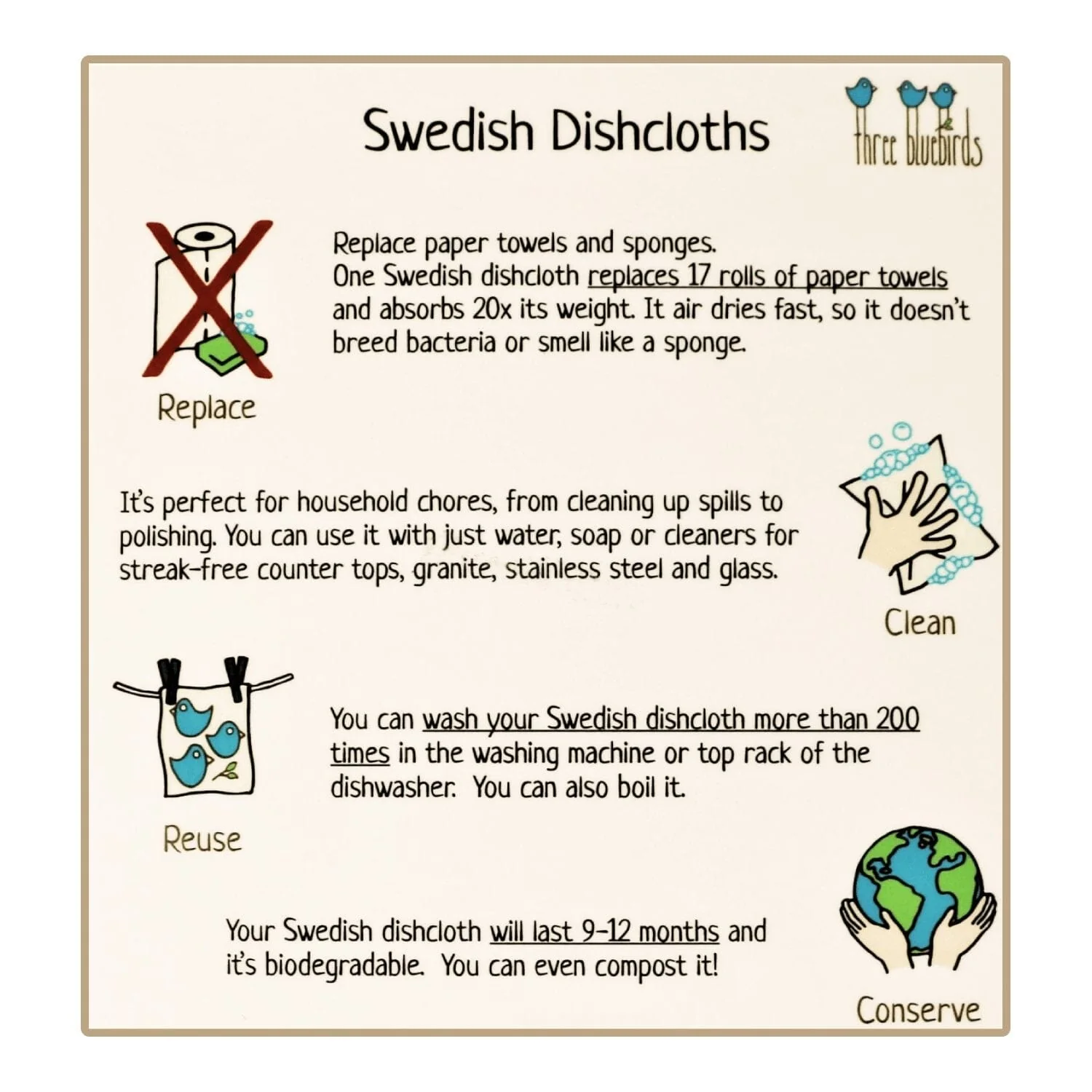 Eco-friendly Swedish Dishcloth - Cherry Blossoms - Image 3
