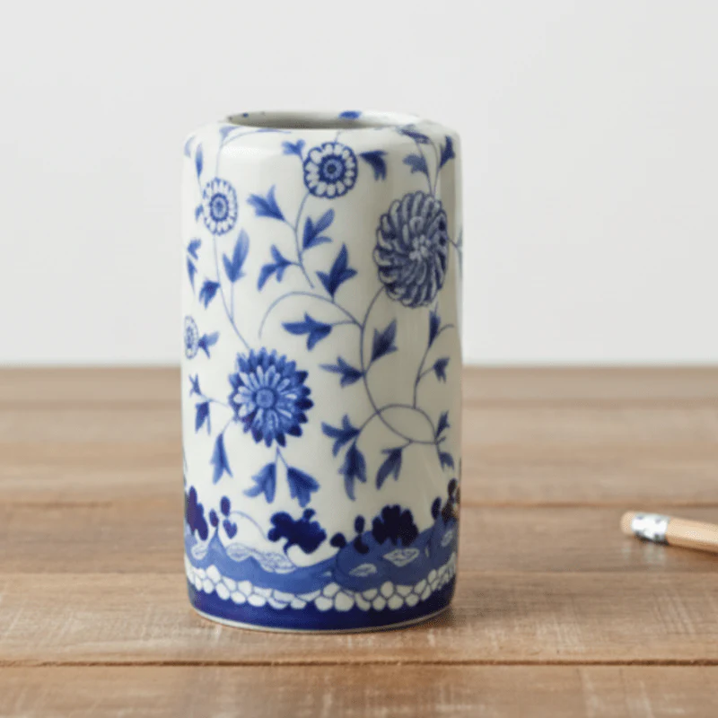 Blue & White Floral Pencil Holder
