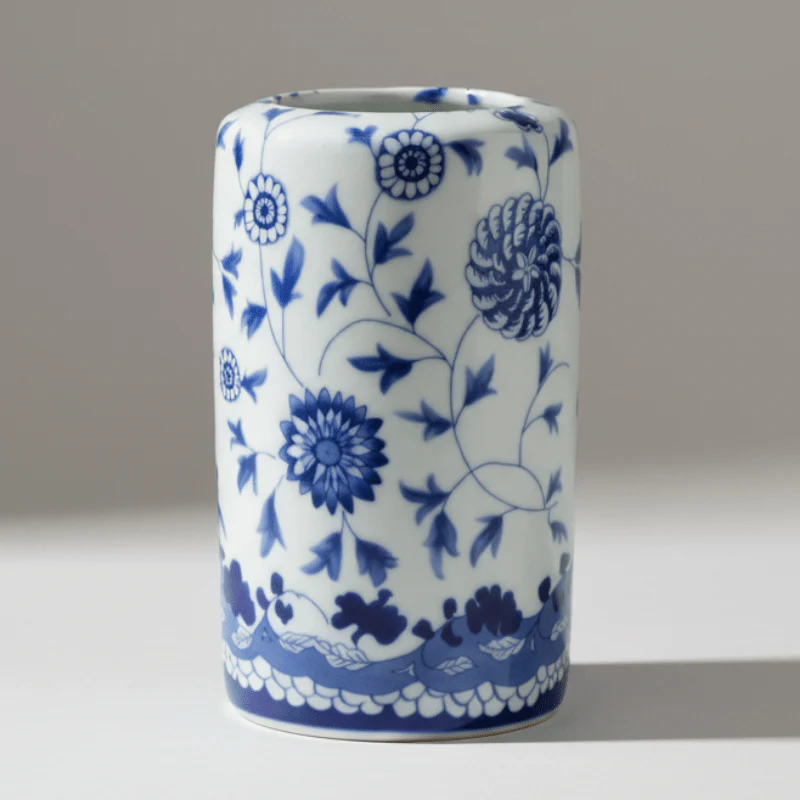 Blue & White Floral Pencil Holder - Image 2
