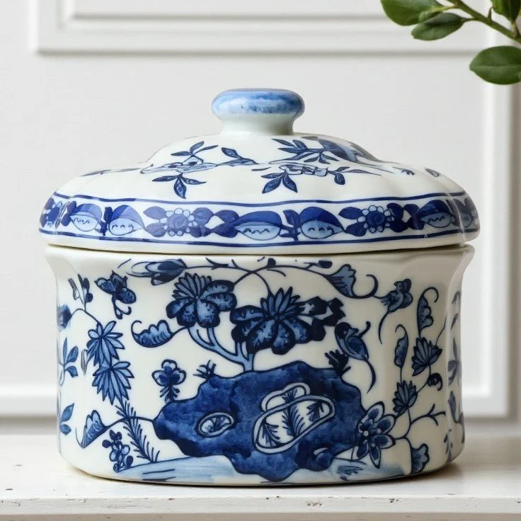 Blue & White Oval Jar