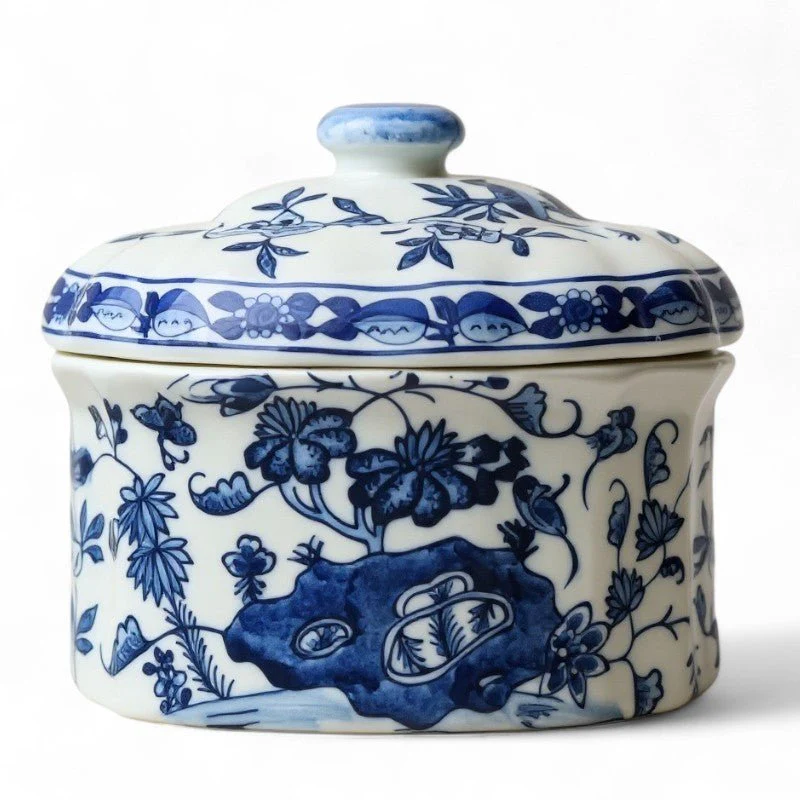 Blue & White Oval Jar - Image 2