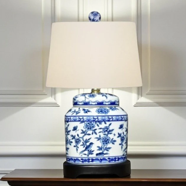 Blue & White Porcelain Oval Jar Lamp – 16” - Image 3