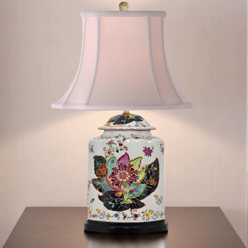 Porcelain Tobacco Leaf Scallops Jar Lamp - Image 5