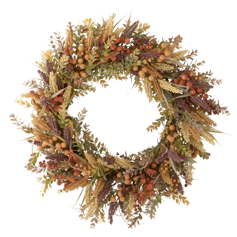 Burgundy & Cream Seed Berry Fall Wreath
