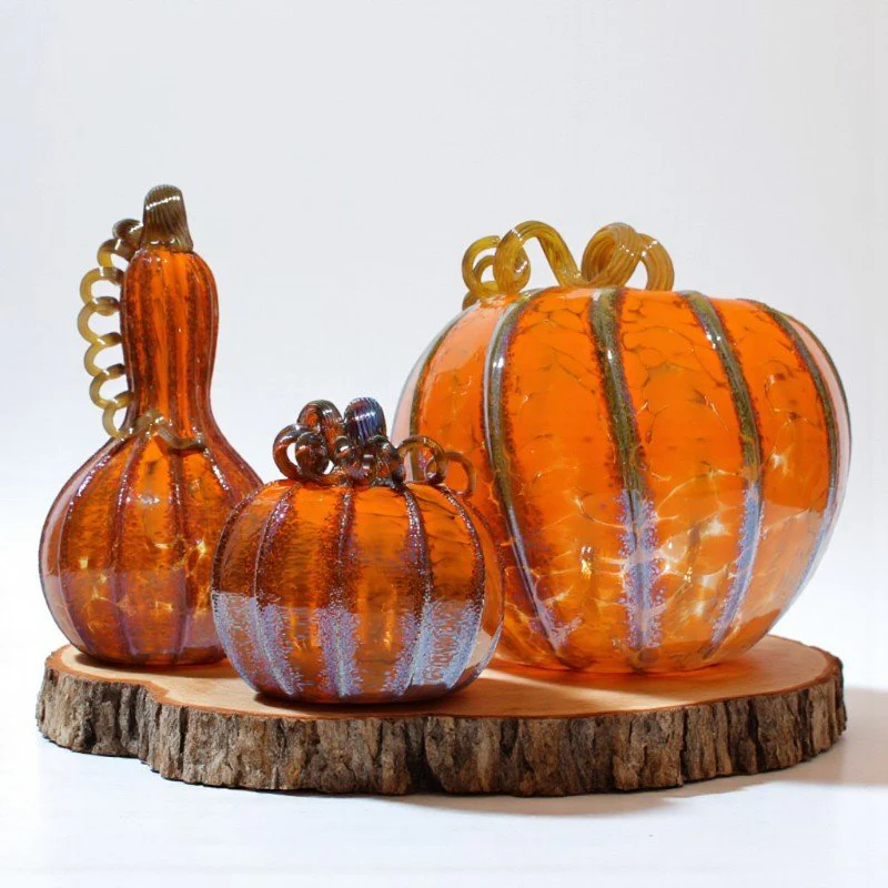 Luke Adams Maple Glaze Glass Pumpkins- Assorted Sizes
