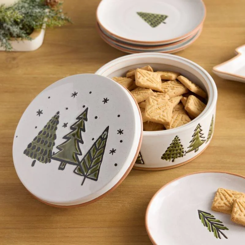 Ceramic Pine Tree Canister