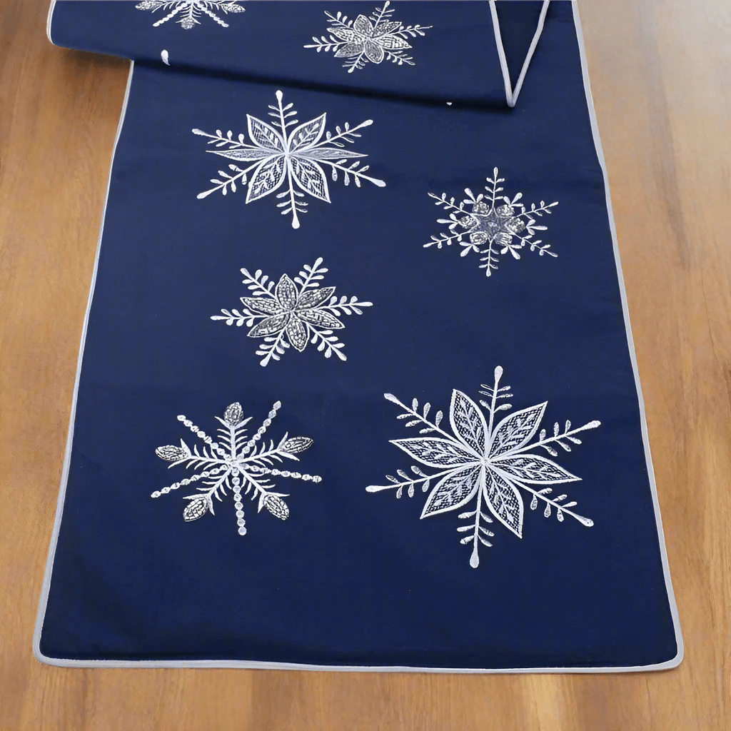 Blue & Silver Snowflake Table Runner - Image 2