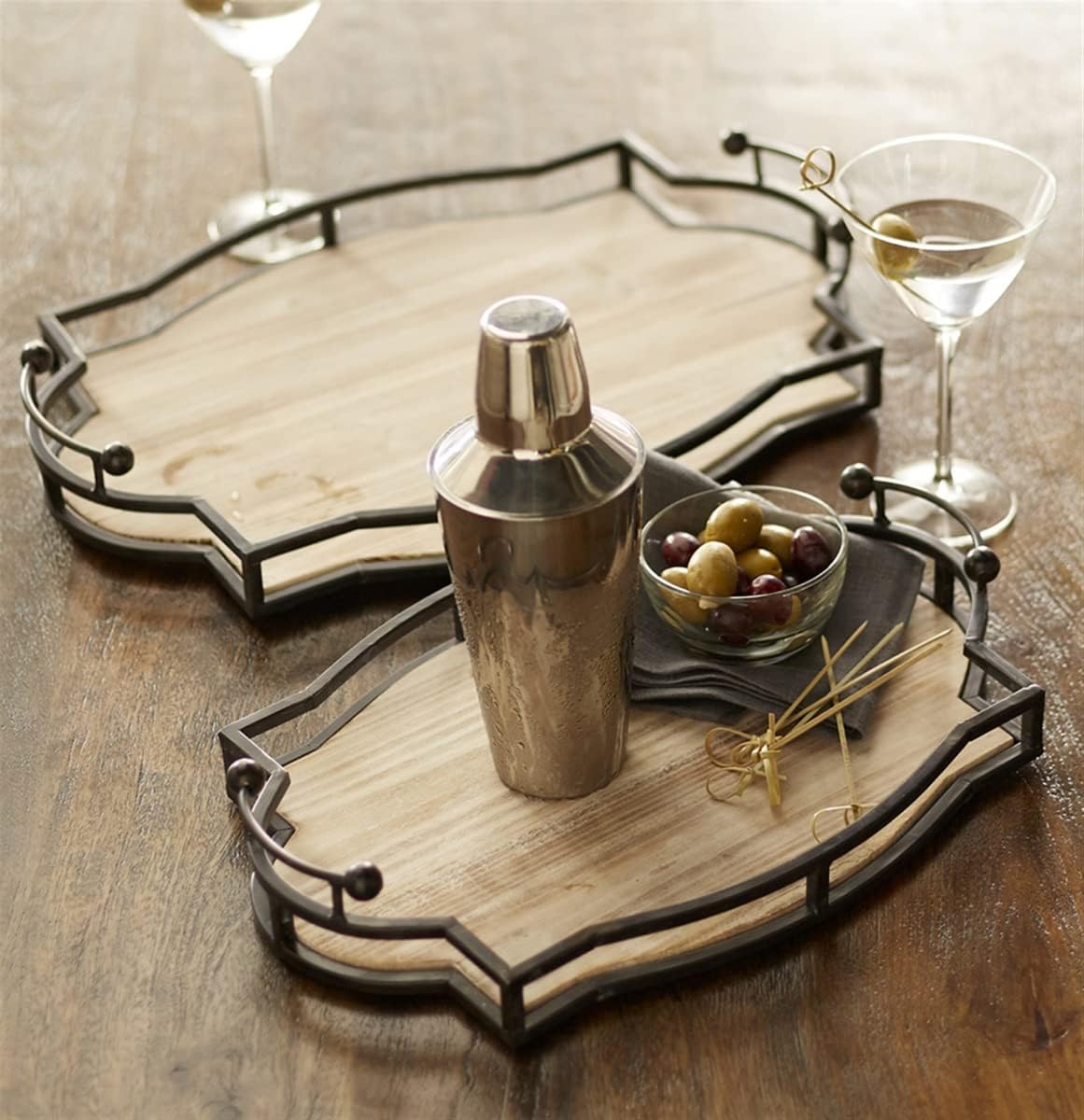 Wood & Iron Decorative Tray