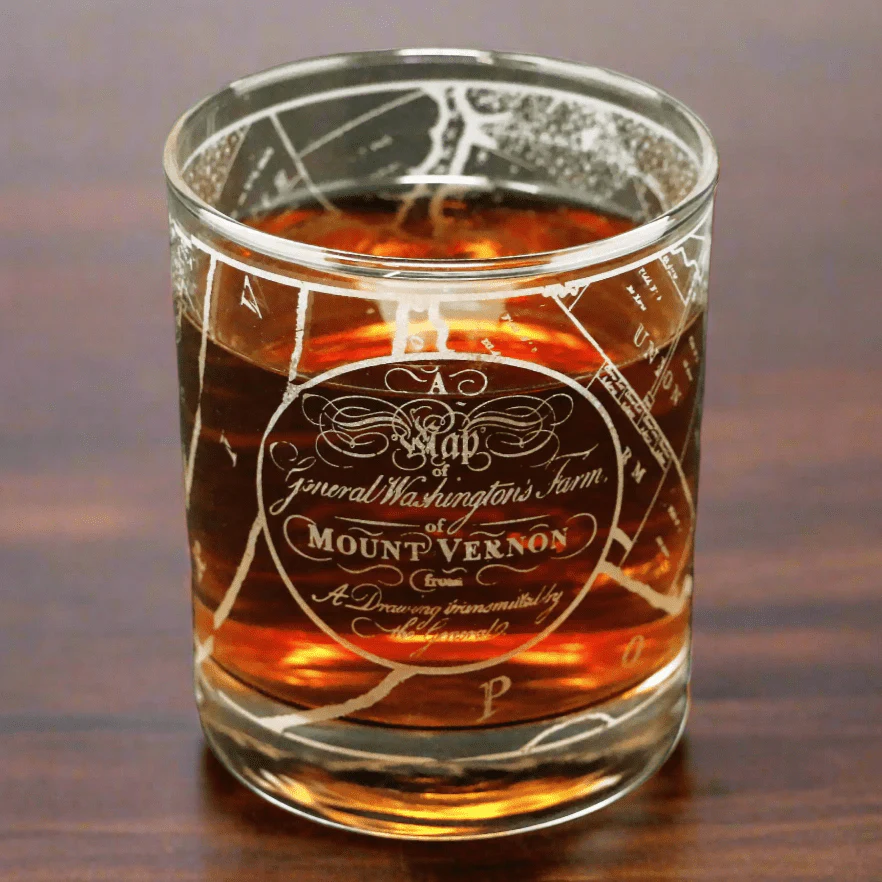 Mount Vernon Map Rocks Glass