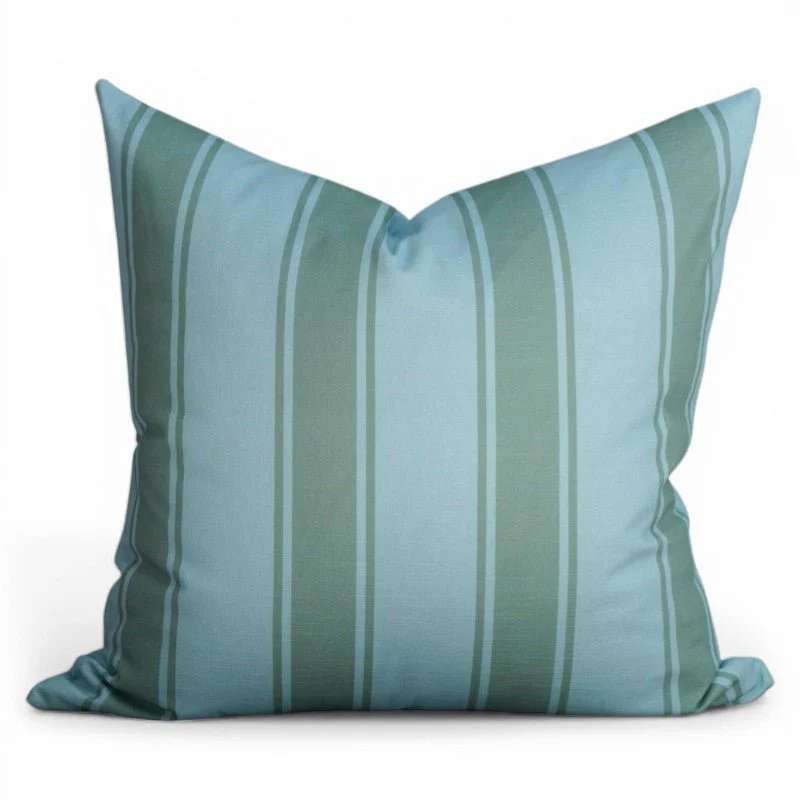 Riviera Stripes Pillow – Blue & Moss - Image 2