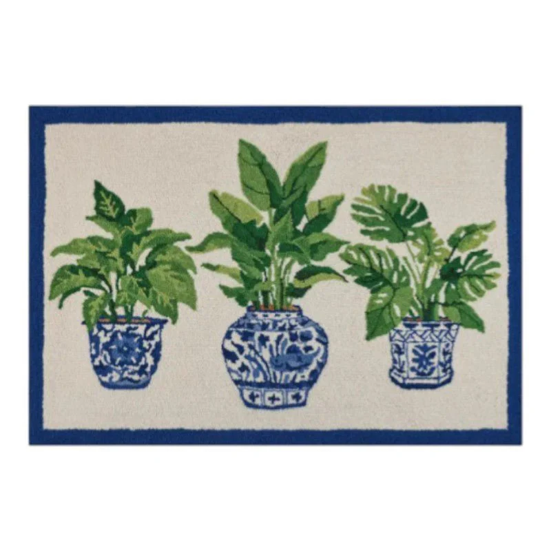Chinoiserie Botanical Hooked Rug 27x40
