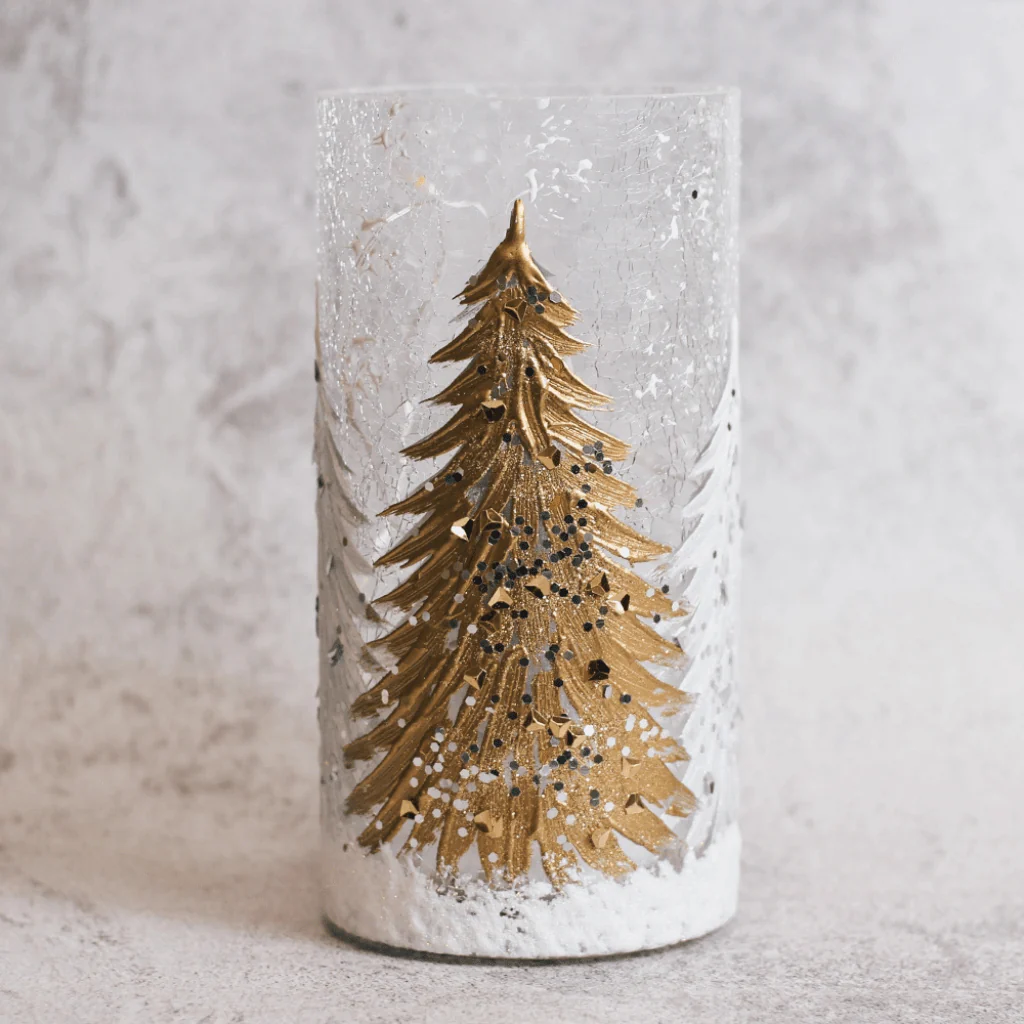 Gold Christmas Tree Glass Light Pillar